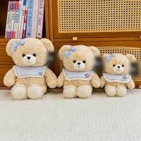 Ours en peluche super doux brodés avec col en dentelle et nœud crème, idéal pour les cadeaux de Noël pour enfants - Vente en gros