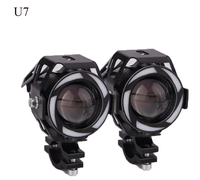 Phare LED pour moto, scooter, moto, feu antibrouillard, yeux d'ange et de démon LED, lumière d'avertissement clignotante externe 12V U7 RGB