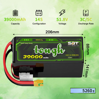 Высокоемкостная твердотельная батарея для дронов 14S 51.8V 39Ah 39000mAh 3C/5C 400Wh/Kg, аккумуляторный блок для промышленных грузовых БПЛА