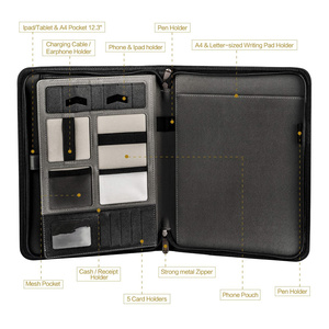 A4 Personalized Luxury Padfolio PU Compendium Folder <strong>Leather</strong> <strong>Folio</strong> - Product Image 3