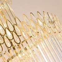 Lustre long en cristal contemporain doré avec gouttes d'eau, lampe de plafond fantaisie pour villas, décoration d'escalier