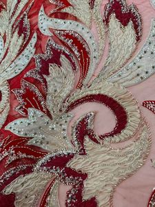 Tela KC de Lujo con Volantes 3D y Cuentas, Malla de Encaje con Lentejuelas Completas y Tul de Cristal para Vestido de Boda o Banquete en Dubái - Product Image 2