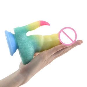 Consoladores realistas artificiales Color del arco iris Lindo pene Anal Plug Juguete sexual de doble extremo para mujeres Masaje vaginal - Product Image 3