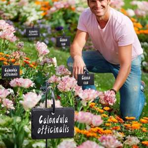 Étiquettes de <span class=keywords><strong>jardin</strong></span> pour plantes, marqueurs résistants aux intempéries, réutilisables, en <span class=keywords><strong>ardoise</strong></span>, à suspendre sur une tige en acier inoxydable pour parterres de fleurs et pots - Product Image 3