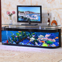 Wohnzimmer-TV-Schrank mit Goldfischbecken, Schlafzimmer, Arbeitszimmer, Büro, Runder Boden-Doppel-Couchtisch, Wandmontiertes Glas-Aquarium