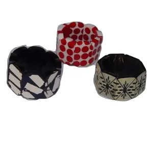 Multi Colour Stretch Bracelets Made in Resin Black And Red Patterns And One With Curved Pattern