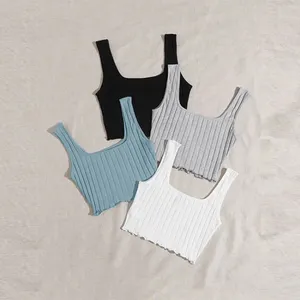 Direct Manufacturer Women Knitted Tank Tops Breathable Women Rib-Knit Crop Tank Top