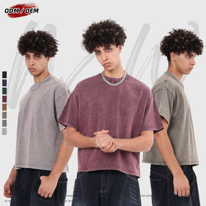 Camiseta Oversize Vintage de Algodón 100% Lavado para Hombre, 275Gsm, de Alto Gramaje, con Patrón Sólido Batik Personalizado, Venta al por Mayor - Product Image 1