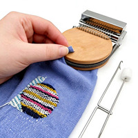 Machine à tisser le tissu Spring Upgrade, 14 crochets, en bois, pour la réparation de jeans et la réparation de chaussettes