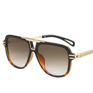 2023 New Luxury Big Frame Metal Temple Sunglasses Multi Color Sky Pilot Shades Custom Logo Sunglasses For Man