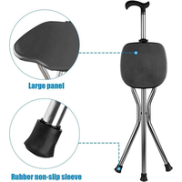 Canne-tabouret pliable légère, hauteur réglable, siège antidérapant, tige en alliage d'aluminium, fournitures de rééducation, charge maximale 250 lb