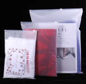 Tùy Chỉnh Vải Dây Kéo Túi Bao Bì Quần Áo Túi Phân Hủy Sinh Học Đồ Lót Matte Transparent Poly Frosted Zipper Bag Cho Quần Áo