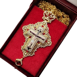 Mejor venta <span class=keywords><strong>ruso</strong></span> chapados en oro ortodoxa accesorios Ucrania Iglesia cruz Pectoral con personalizado piedras - Product Image 6