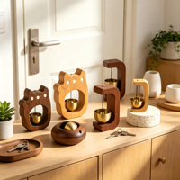 Campana de puerta de madera ecológica marca QingChuan, campana de viento de latón, alarma decorativa de cobre para apertura de tienda/hogar