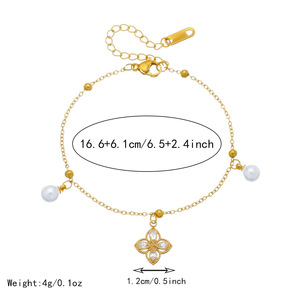 Fashion Pendant Necklace Gold Plated Stainless Steel Imitation Pearl Flower Charm Everyday Wearing Jewelry B2106 B2107 B2108 - Product Image 4