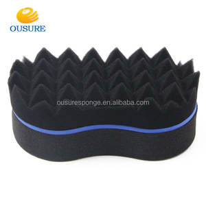 Fabrik Logo benutzer definierte hohe Dichte zweiseitige Welle Schaum Schwamm Haars chwämme für schwarze Männer Locken - Product Image 2