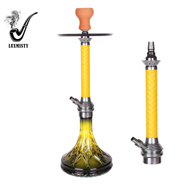 Premium Shesha Smoking Accessories Yellow Designs Hookah Shisha Set Chicha Softsmoke Water Pipes Aluminum Alloy Sheesha