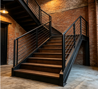Escalier droit flottant Prima, support invisible personnalisé, marches en bois antidérapantes pour l'intérieur de la maison, escalier droit intérieur