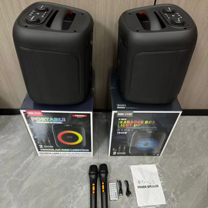 NDR-1745 音箱 2 个旋钮 20W 8 英寸 80Hz 低音圆形 RGB 灯 卡拉 OK 音箱 2 个麦克风 远程电脑 手机 - Product Image 3