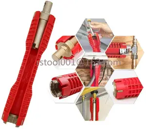 (8-in-1) 水龙头水槽安装器多用途扳手管道工具，用于马桶碗/水槽/浴室/厨房管道等 (红色)