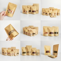 Sacs Doypack en papier kraft brun refermables avec fenêtre et encoche de déchirement, personnalisables avec logo, pour la conservation alimentaire des petites entreprises