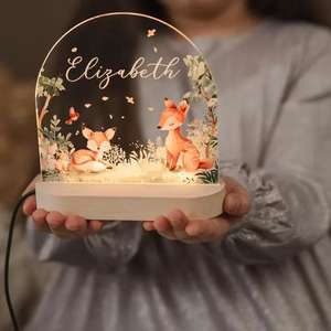 視覚的暖かい3D木製ベース長方形レーザー彫刻アクリルボード木製ランプLEDベース木製LEDランプベーステーブルランプ - Product Image 2