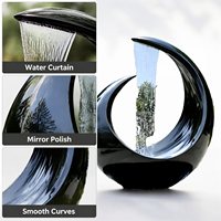Meilleures ventes : Cascade d'eau sculpturale de luxe en acier inoxydable avec miroir et LED, rideau d'eau pour jardin, parc, hôtel, place publique, cour, taille personnalisée