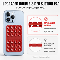 Support de téléphone à ventouse double face en silicone, 28 ventouses, support mains libres pour miroir, coussinet flexible réutilisable, logo personnalisé pour selfie vidéo