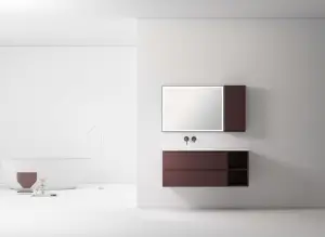 Tocador moderno para baño, mueble de madera, tocador de estilo colgado en la pared, color blanco