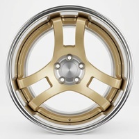 Nouvelles jantes forgées sur mesure en alliage d'aluminium à 3 branches, 18-20 pouces, design JDM Racing, centre doré, lèvre polie, jantes de performance 25 mm