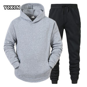 男女兼用カスタムロゴトラックスーツセット防風フィットネススウェットパンツパーカージョガーカスタムロゴブランクスウェットスーツ付き - Product Image 4