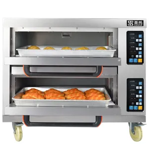 Horno eléctrico de gas para pizza, equipo de panadería, tostador comercial y hornos de pizza de doble cubierta