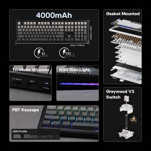 Aula F108 Pro Teclado inalámbrico <span class=keywords><strong>para</strong></span> juegos Teclado mecánico <span class=keywords><strong>de</strong></span> tamaño completo Batería Aliexpress AULA Teclado <span class=keywords><strong>para</strong></span> juegos Computadora portátil - Product Image 2