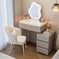 Ensemble de meubles de maquillage modernes et minimalistes en bois clair durable pour appartement, chambre, salle à manger, vestiaire avec coiffeuse