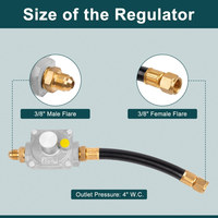 Kit de conversión de Gas Natural ID de 10 pies y 1/2 pulgadas para parrilla, regulador de manguera de conexión rápida, adaptador de LPG-NG con superficie lisa de baja presión