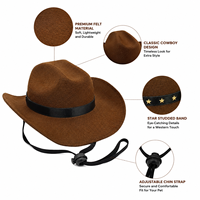Mini Chapeau de Cowboy Rétro en Jean pour Animaux de Compagnie, Réglable pour Chats et Chiens, Toutes Saisons, Accessoire Léger pour Fêtes, Vacances et Cosplay