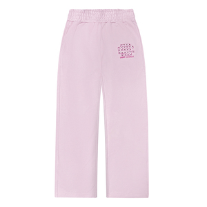 High Quality <b>Light</b> Pink SC Logo Print Stud Stone Wide Leg Sweatpants Elastic Waist Casual Knit <b>Trousers</b> Streetwear Pants for Men - Product Image 1