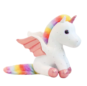 Peluche <span class=keywords><strong>licorne</strong></span> personnalisée scintillante avec crinière arc-en-ciel à <span class=keywords><strong>paillettes</strong></span>, finition brillante, rembourrage en coton PP super doux, poupée en peluche - Product Image 1