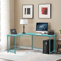Guoge meubles cadre métallique en forme de L bureau en bois Table d'écriture maison grand coin Studio bureau d'ordinateur
