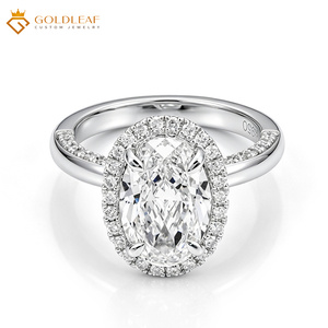 Anillo de Diamantes Ovalados Goldleaf de Oro de 18K, 1/2/3 Quilates, Def VVS-VS, Adecuado para Bodas, Regalos, Conmemoraciones y Uso Diario - Product Image 1