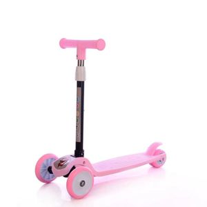 Scooter pieghevole in plastica multipla per bambini con altezza regolabile a tre ruote con illuminazione posteriore ampia e robusta - Product Image 2