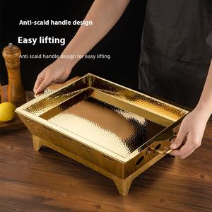 Yolecen Commercial 304 Stainless Steel Hammer Pattern <strong>Fish</strong> Dish Three-Layer Non-Stick Oven Alcohol Heating Anti-Scalding <strong>Pots</strong> - Product Image 1