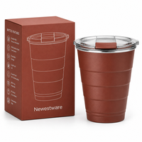 Gobelet isotherme empilable multicolore de 16 oz, tasse de fête en acier inoxydable 304 à double paroi avec couvercle, logo personnalisé OEM