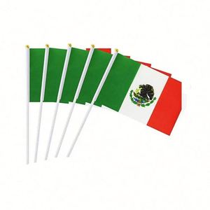 Wholesale National Day Decoration Polyester Handheld Mexico Waving Small <b>Flag</b> Mexican Stick Mini Hand Held <b>Flags</b> - Product Image 4