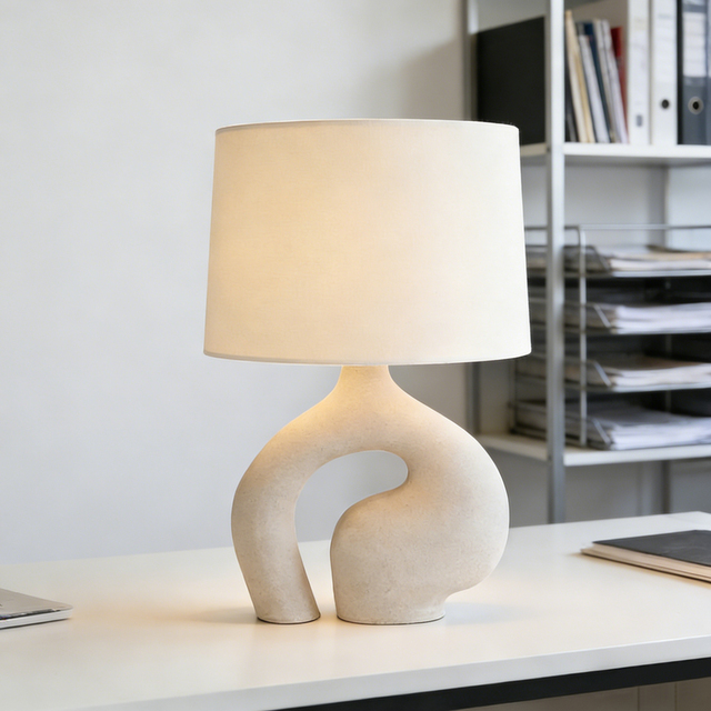 Modern Nordic Resin Base Cloth Cover Led Desk Light Table Lamp Creative Lighting Fixtures for Home Decor Bedroom Living Room