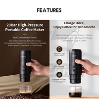 Machine à expresso portable 20 bars, rechargeable par USB Type C, mini cafetière pour café moulu et capsules, idéale pour les voyages, le camping, la maison et le bureau