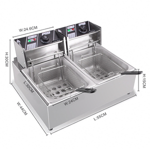 <span class=keywords><strong>Friteuse</strong></span> électrique commerciale à deux cuves, <span class=keywords><strong>double</strong></span> panier, en acier inoxydable, 9000W, pour poulet et frites, 8l+8l, température réglable - Product Image 2