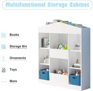 Étagère multifonctionnelle en forme de château pour enfants et organisateur de rangement de jouets 12 armoires Cubby bibliothèque pour chambre à coucher en bois - Product Image 2