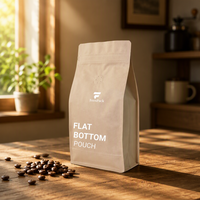 Sachet de café Kraft personnalisé avec logo, pochette verticale de qualité alimentaire pour grains de café, avec encoche de déchirement et fermeture éclair