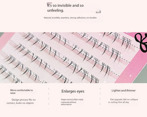 Pestañas Inferiores Voluminosas Estilo Ojo de Gato HERORANGE, Sin <span class=keywords><strong>Pegamento</strong></span>, Fibra Ultra Natural, Clusters Individuales, Banda Transparente Súper Suave, Caja Transparente - Product Image 2
